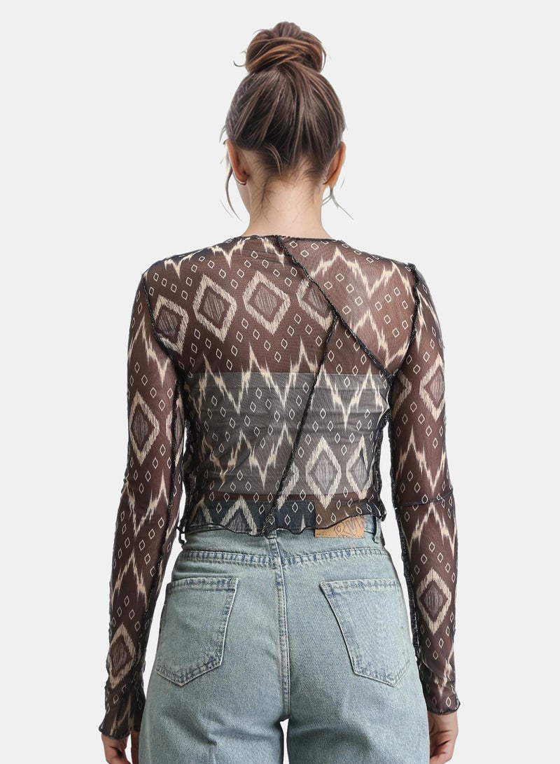 Ravin Women Fitted Long Sleeve Lace Top - Image 2